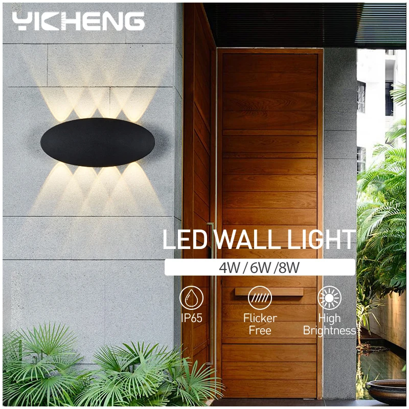 

2W 4W 6W 8W LED Wall Light Outdoor IP65 Waterproof Modern Nordic style Indoor Wall Lamps Living Room Porch Garden Lamp AC85-265V
