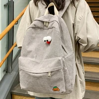 fashion women style soft fabric backpack female schoolbag for teenage girls striped corduroy rucksack