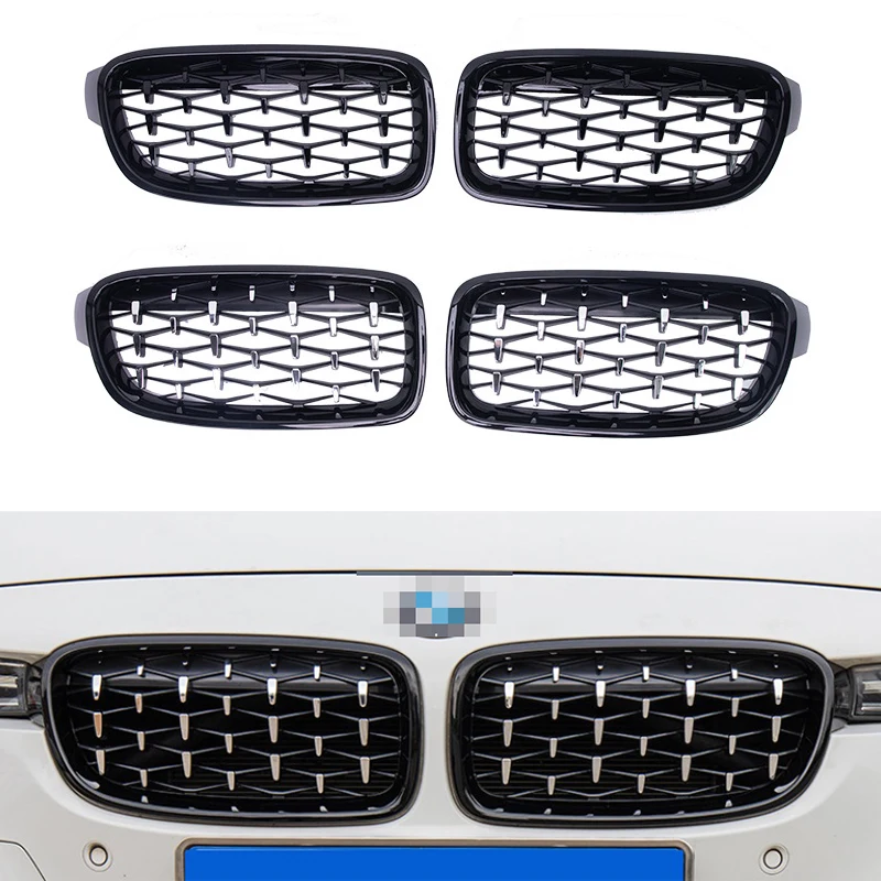 2 шт авто передний бампер алмазные почек гриль гоночные решетки для BMW 3 серии F30 F35