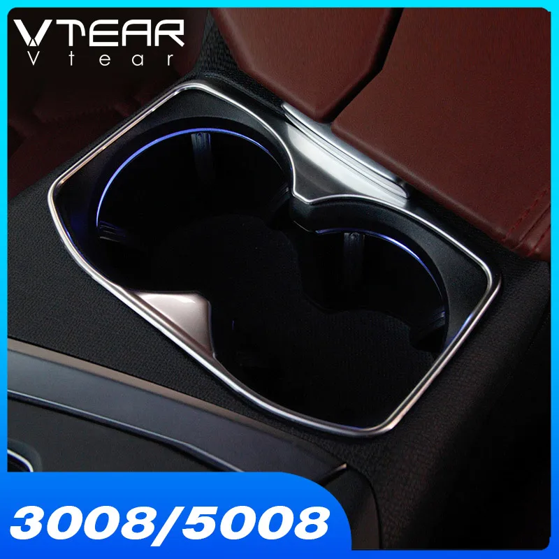 Vtear для peugeot пежо 3008/GT 5008/GT интерьерные хромированные аксессуары подстаканник