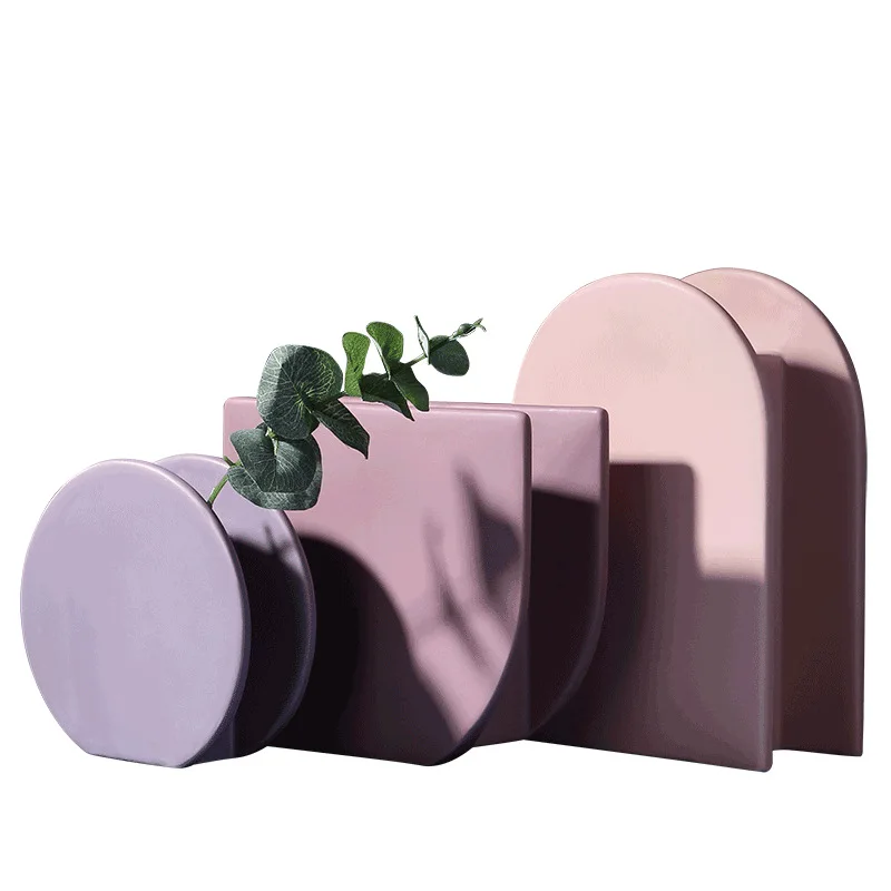 

Nordic Ceramic Vase Flower Holder Morandi Color Home Soft Decor OrnamentsSimple and Modern Color Glaze European Desk Decor