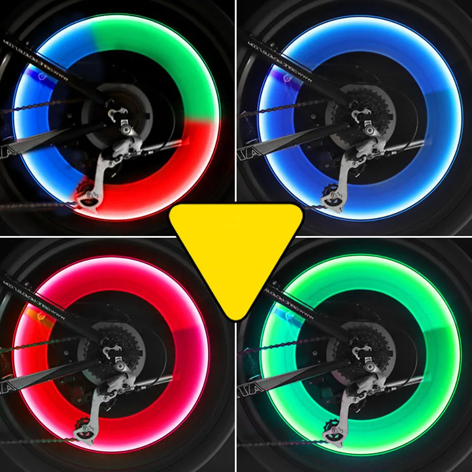 

2 шт., светодиодные неоновые колпачки для шин велосипеда