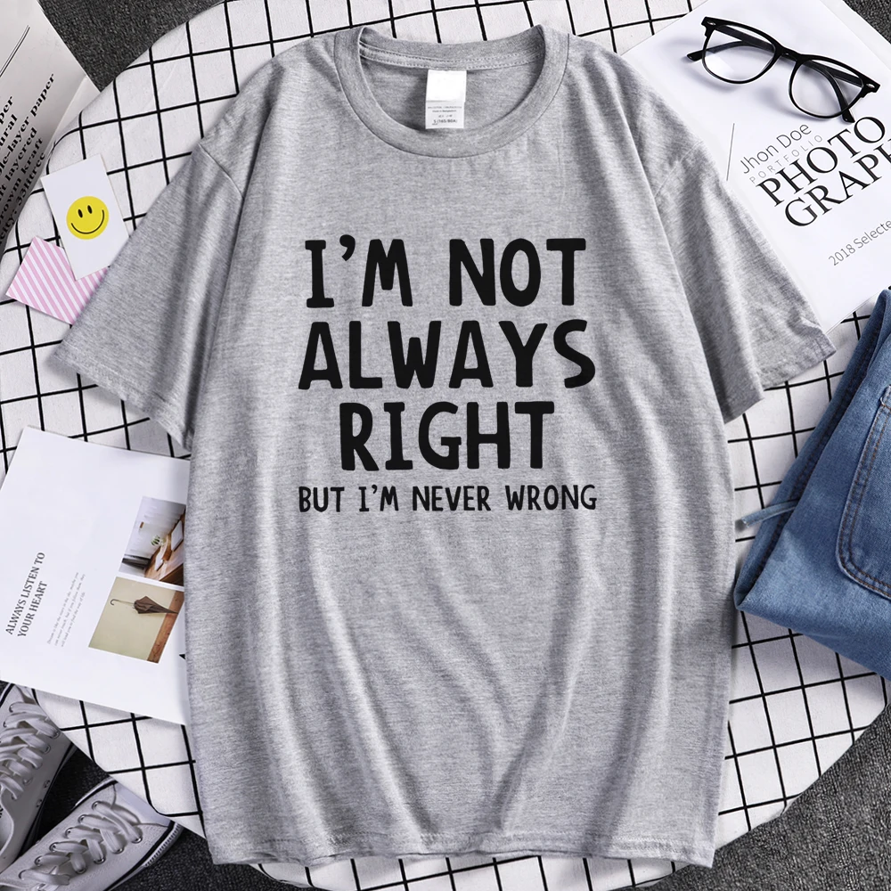 Мужская футболка с принтом I'm NOT ALWAYS RIGHT перекрещивающимся верхом из Джерси