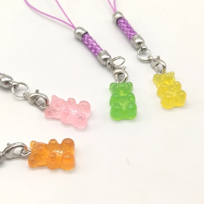 Новый Пурпурный веревочный мини-брелок с медведем Подвески карамельных цветов