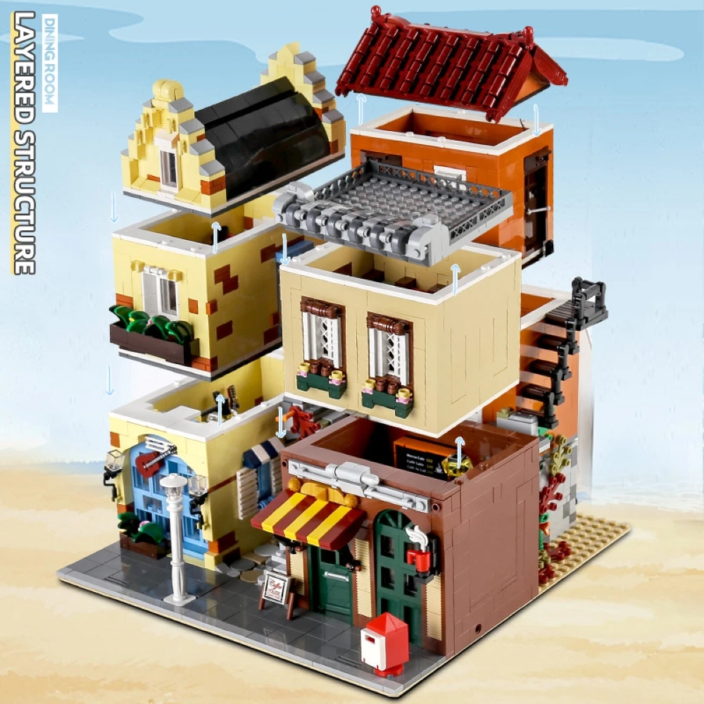 

MOULD KING The Coffee House Model Sets Building Blocks Bricks Streetview Building Assemble DIY Educational Toy for Boys Girls