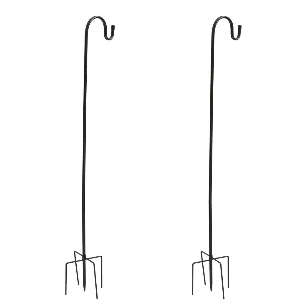 

2Pcs Creative Lantern Shepherd Hooks Outdoor Ground Hooks for Yard Black