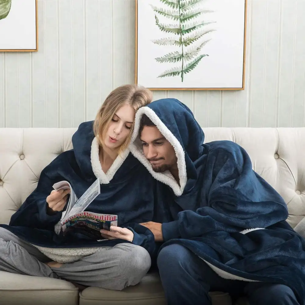 

Winter Sherpa Blanket With Sleeve Ultra Plush Blanket Huggle Hoodie Pink Grey Wine Blue Warm Flannel Hooded Blankets