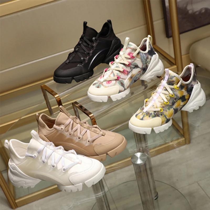 Женские Дизайнерские кроссовки повседневная обувь из натуральной кожи и лайкры