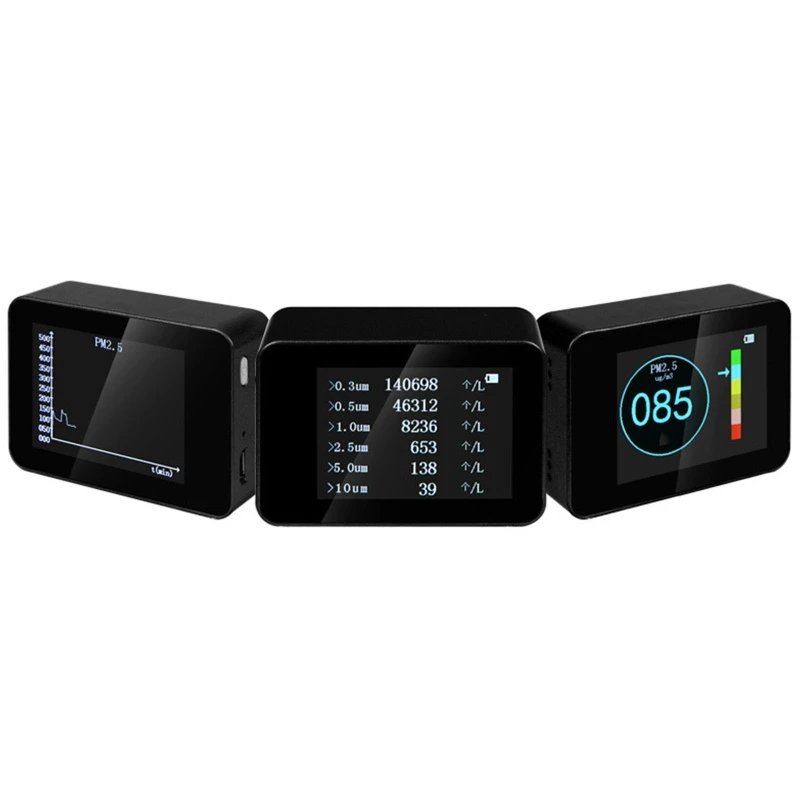 

Portable Indoor Air Quality PM1.0 PM10 Detector Backlight Color Alarm Tester U4LA