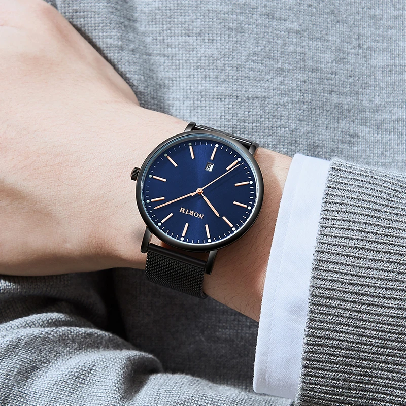 Часы NORTH Мужские кварцевые роскошные брендовые модные водонепроницаемые