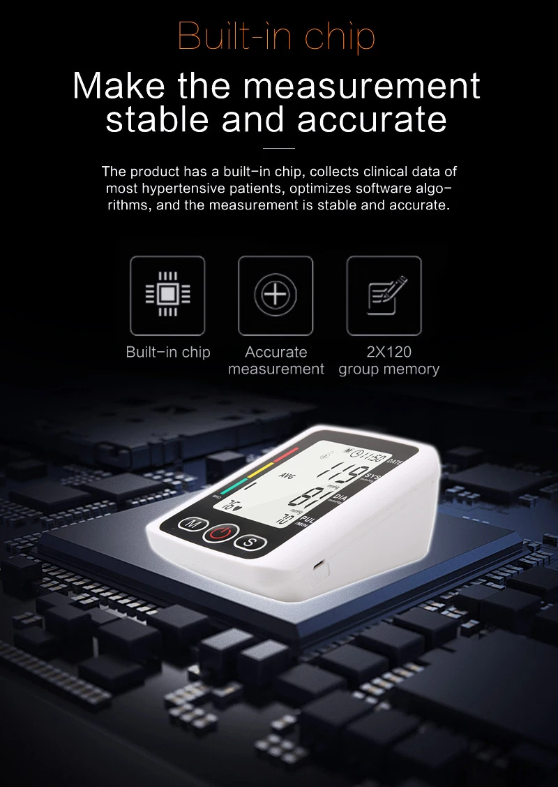 

Tonometer Automatic Wrist Digital Blood Pressure Monitor Digital lcd Sphgmomanometer Heart Rate Pulse Meter BP Monitor