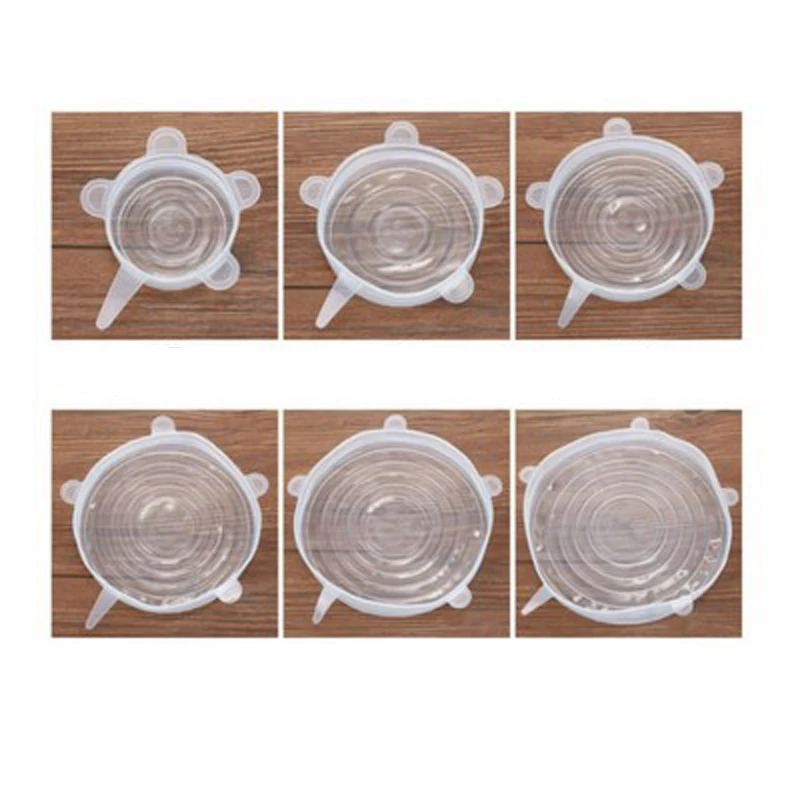 

6pcs Silicone Stretch Lids Universal Lid Silicone Bowl Pot Lid stretch lids Reusable Cooking Food Fresh Cover Microwave Cover