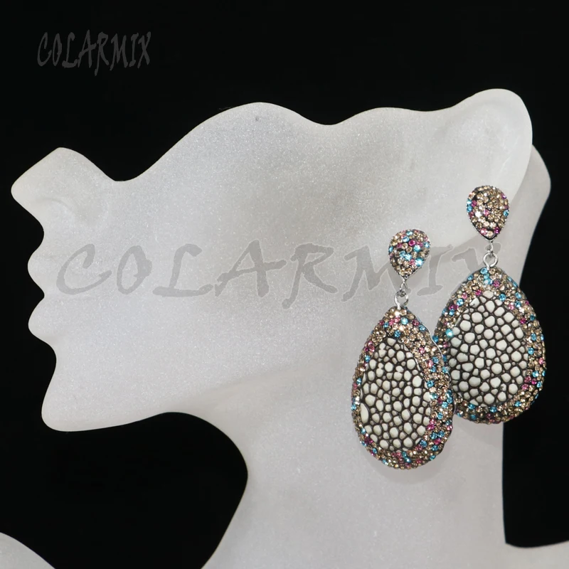 3 пары висячие серьги из кожи проложить красочные со стразами подарок для леди