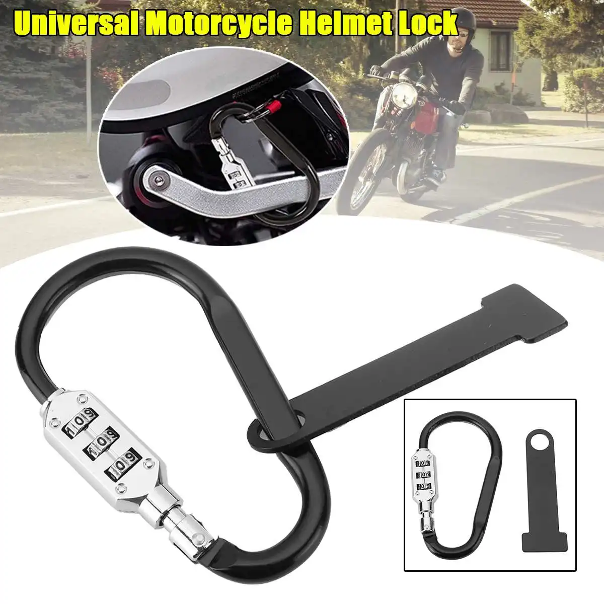 

2pcs Motorcycle Helmet Security Lock Anti-theft 3 Digital Combination Code Lock with T-Bar for Racing Motorbike Bike Scooter