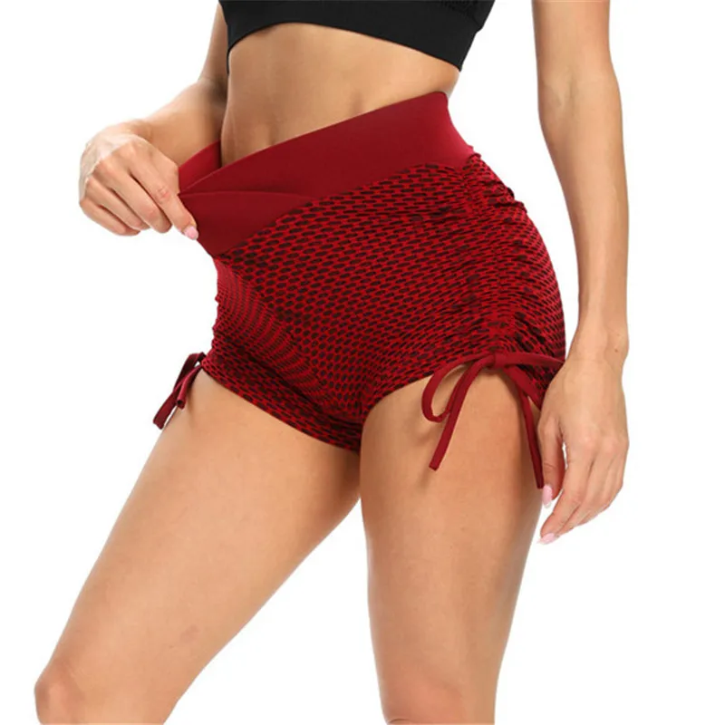 

Women Yoga Exercise Sportswear Workout Gym Fitness Running High Waist Leggings Tight Stretchy Elastic Drawstring Vital Shorts