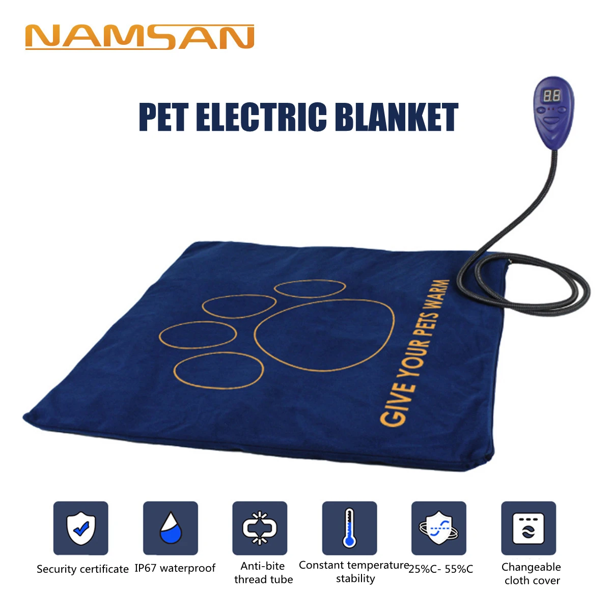 Электрическая грелка для собак и кошек водонепроницаемое одеяло 50 х50 см с