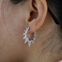 micro pave cz spike circle hoop earring fashion gorgeous european women fashion jewelry high quality