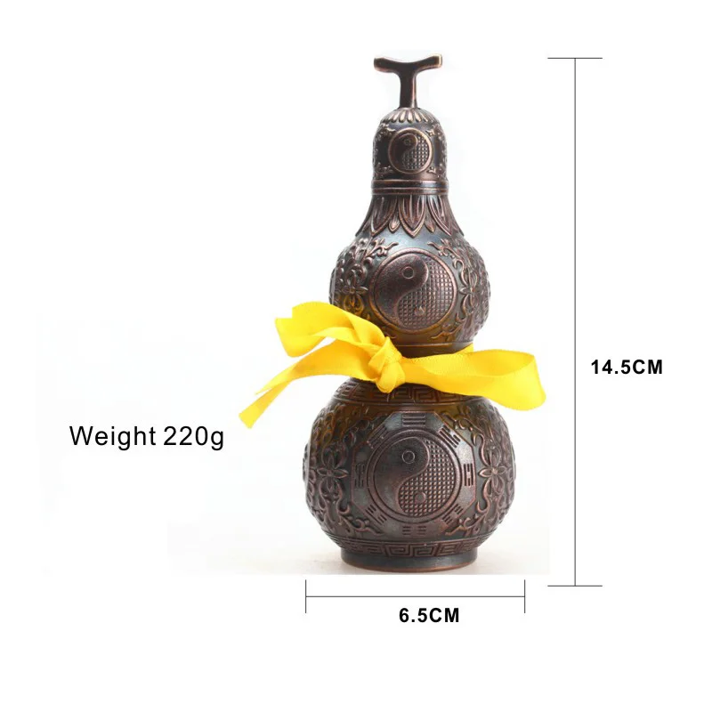 La buena suerte tradicional china Wu Lou Hu Lu calabaza Cucurbit para la riqueza Natural Feng Shui calabaza de lat&oacute;n Mental pacifica mejorar la suerte-2