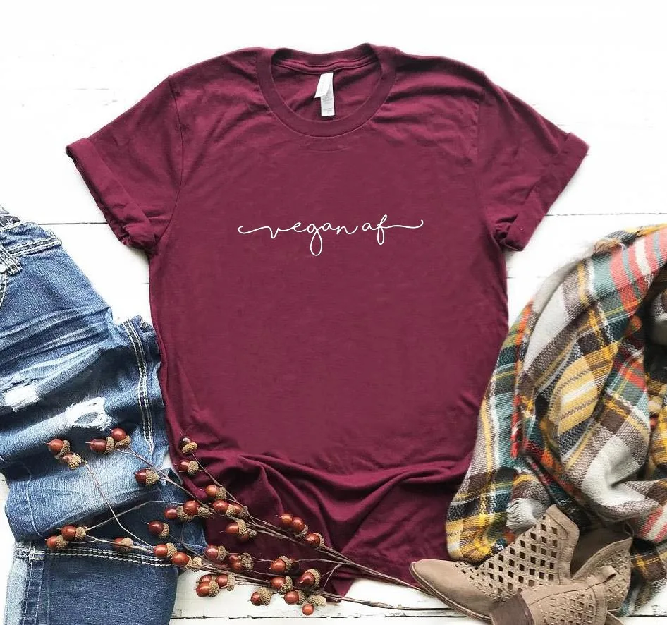 

Vegan AF Letters Women tshirt Cotton Casual Funny t shirt Gift For Lady Yong Girl Top Tee Drop Ship P142