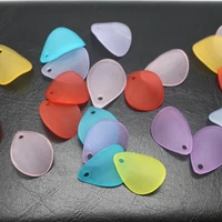 200 mixed color frosted acrylic curved petal leaves beads charm 16x12mm flower