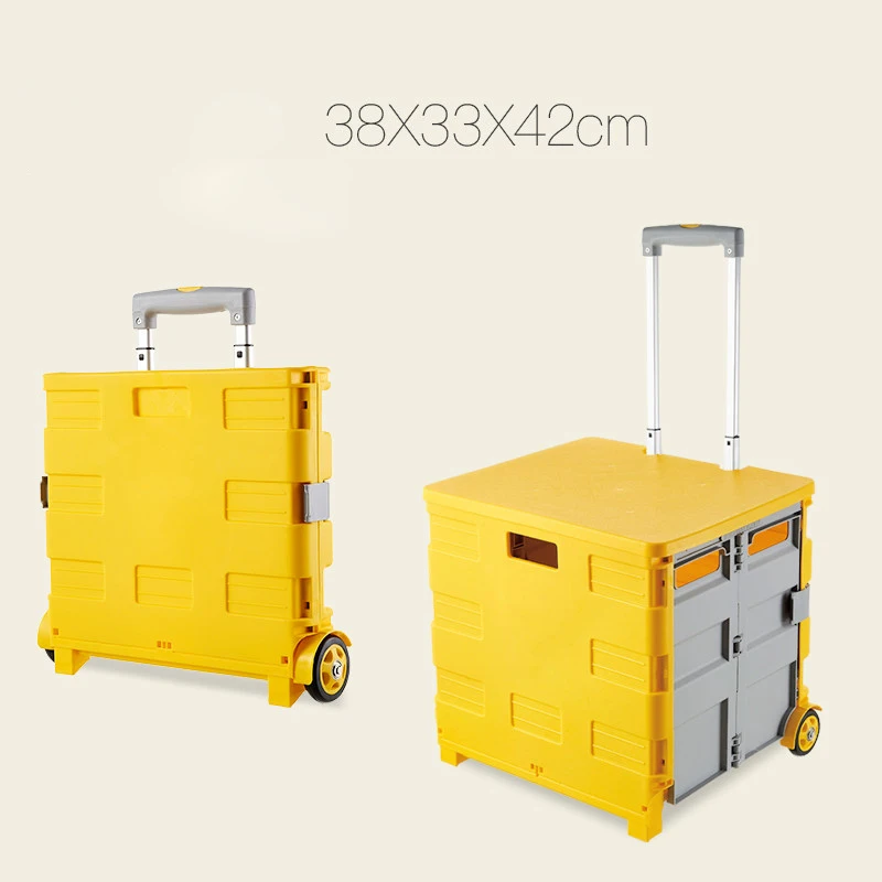 

LISM Mobile Folding Shopping Cart Portable Storage Box for Groceries Office Car Picnic Collapsible Grocery Rolling Crate