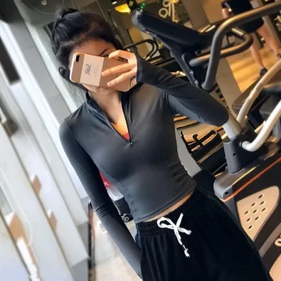 Осенний короткий спортивный топ Midriff женские тянущиеся впитывающие колготки для
