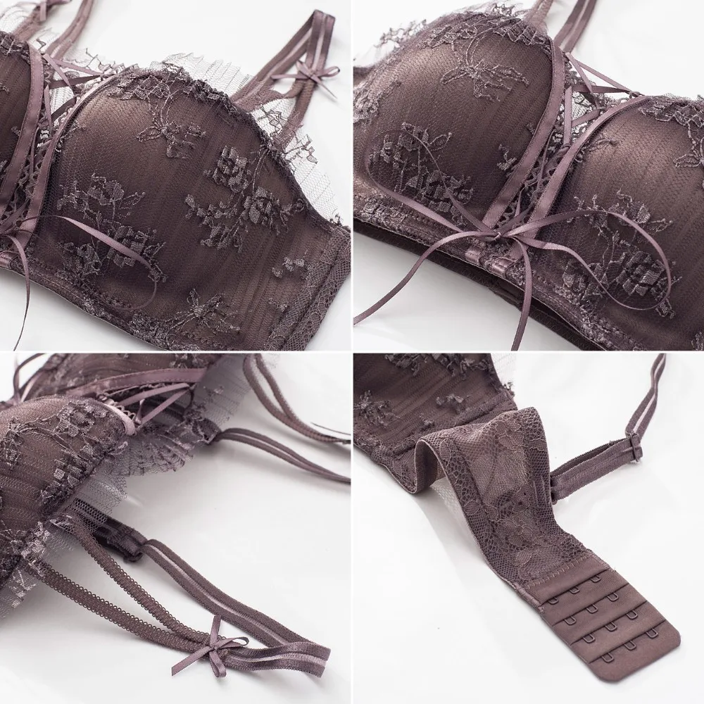 Женский комплект нижнего белья Roseheart фиолетовые и розовые кружевные хлопковые