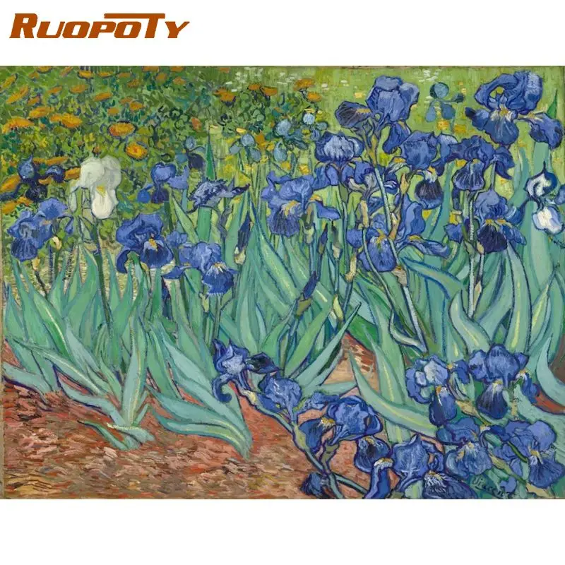 

Van Gogh Iris adult DIY painting by numbers canvas Drawing Oil Painting Paint by Number Kit flower With Brushes 40x50cm