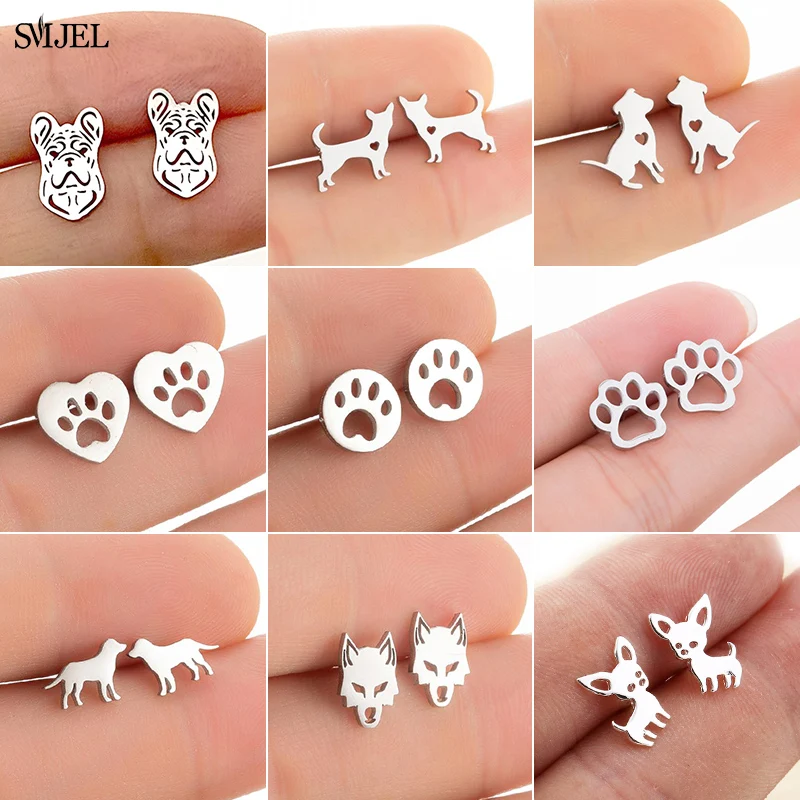 

Mini Animal Dog Stud Earrings Women Cute Stainless Steel Golden Dushound Chihuahua Ear Studs Fashion Earring Dog Paw Jewelry Kid