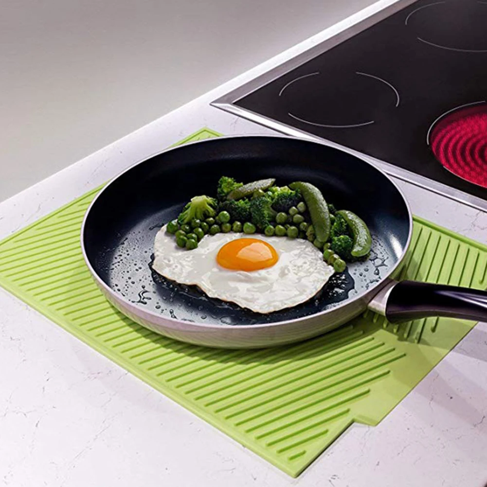 Sink Silicone Heat Resistant Tableware Table Non Slip Durable Tray Kitchen Dish Drainer Organizer Practical Rectangle Drying Mat