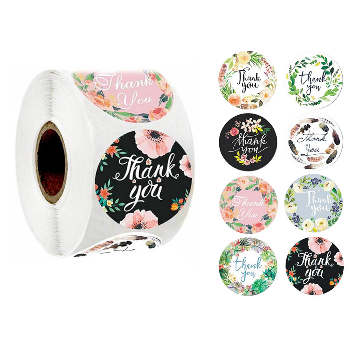 

500pcs Thank You Stickers Roll Floral Holographic Envelope Sticker Seals 1'' for Supporting My Small Business Sticker Labels