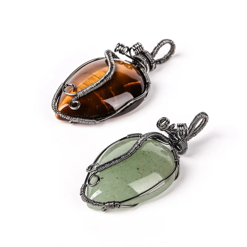 Натуральный драгоценный камень капля воды тигровый глаз кристалл обмотка жемчуг