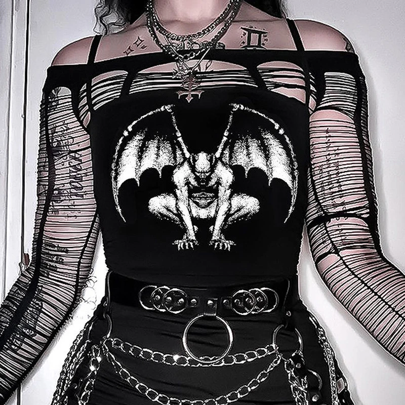 

Gothic Dark Inner Wear Schoolgirl Wrap Chest Small Suspender Top Women's Summer Print Tube Top Streetwear Black Corset