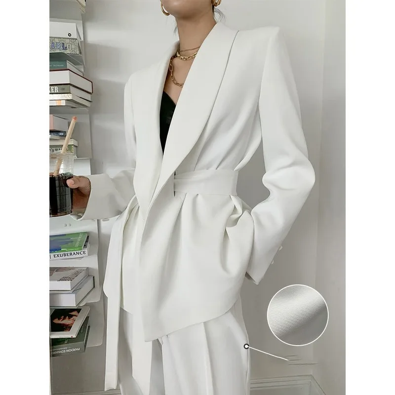 Женский костюм из двух предметов пиджак с длинным рукавом + брюки модный пальто