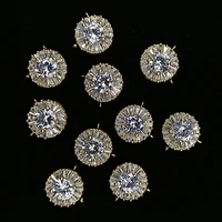 2pcslot round zircon diamond charms rhinestone metal button for hair diy jewelry accessories wedding decorative buckles