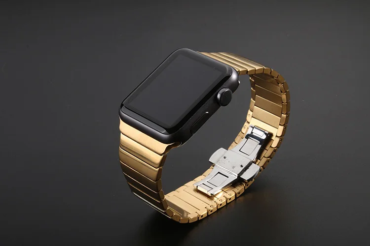 Роскошный браслет из нержавеющей стали для apple watch Series 5 4 3 1 2 iwatch 44 мм 40 мм 38 мм стальной ремешок 42 мм с адаптерами