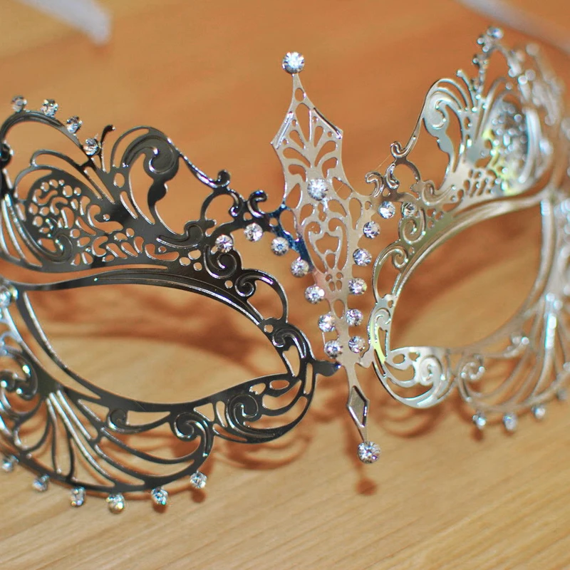 

1 шт. Венецианская серебряная металлическая маска, прозрачный диамонт, филигранная маскарада/мяч/выпускной