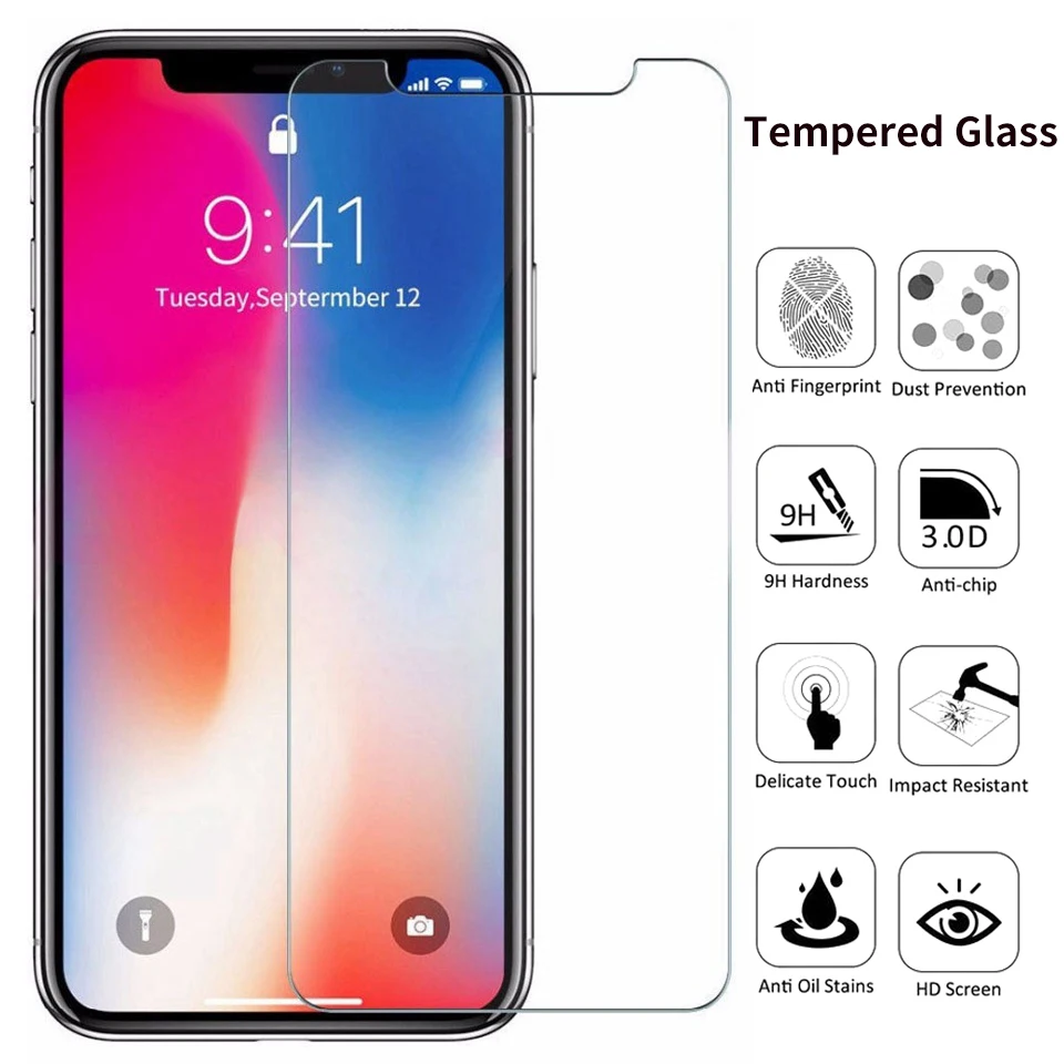 Закаленное стекло 100 шт./лот для iPhone 12 mini 11 Pro max XR X XS MAX 6 6S 7 8 plus Взрывозащищенная