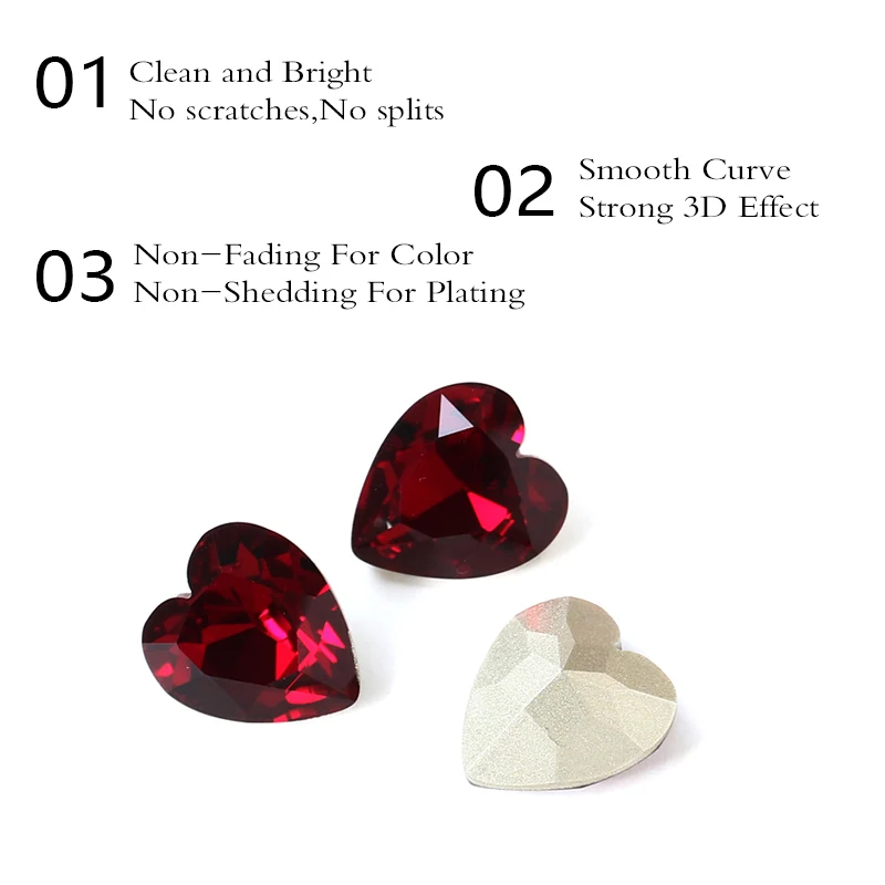 В форме сердца Pointback стеклянные стразы K9 стекло кристалл камень наклейки для
