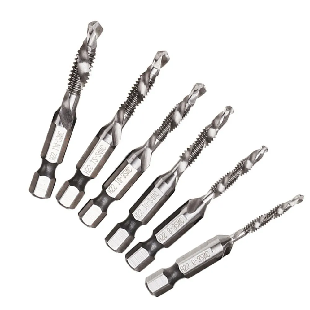 

1/4\\\" Hex Shank Screw Thread Tap Change Combination Drill Bits M3-M10 SAE