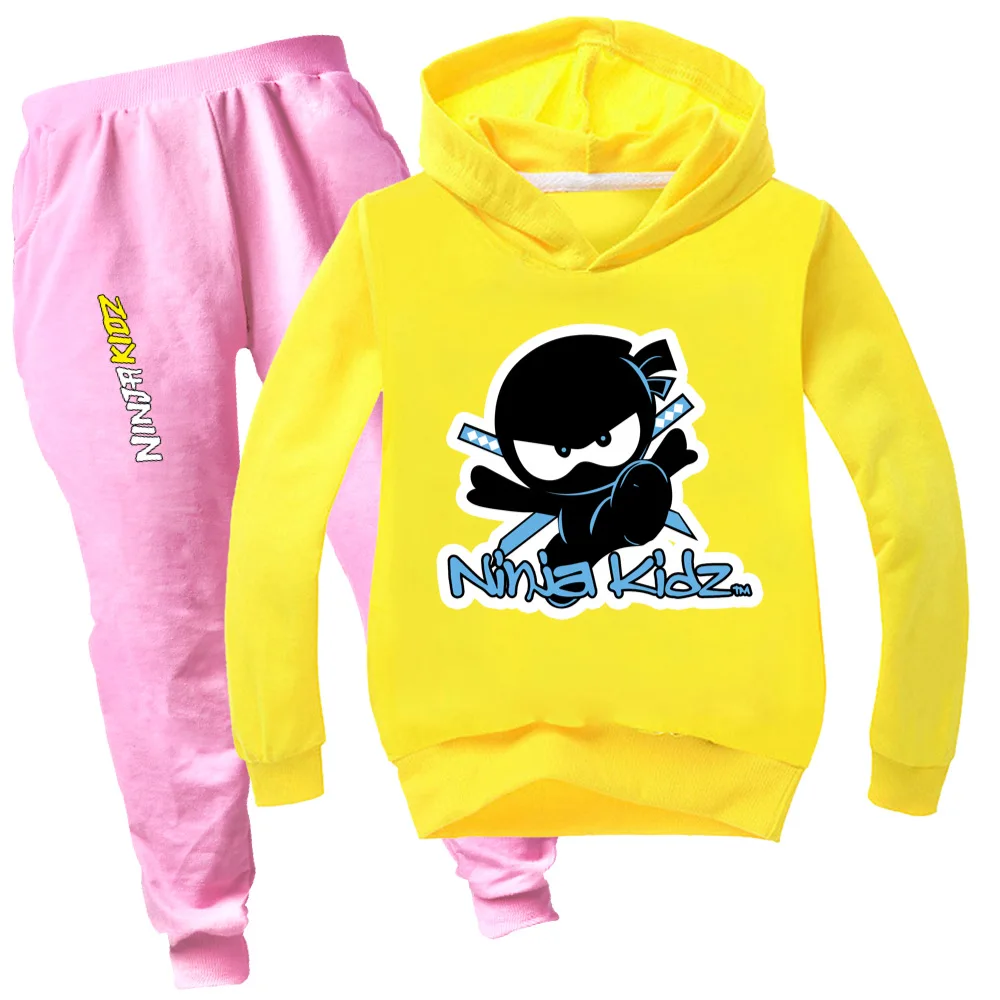 Girls NINJA KIDZ Anime Print Clothing Spring Autumn Kids Clothing Suits Cartoon Sets Children Boy Girls Sports Tracksuits Suits