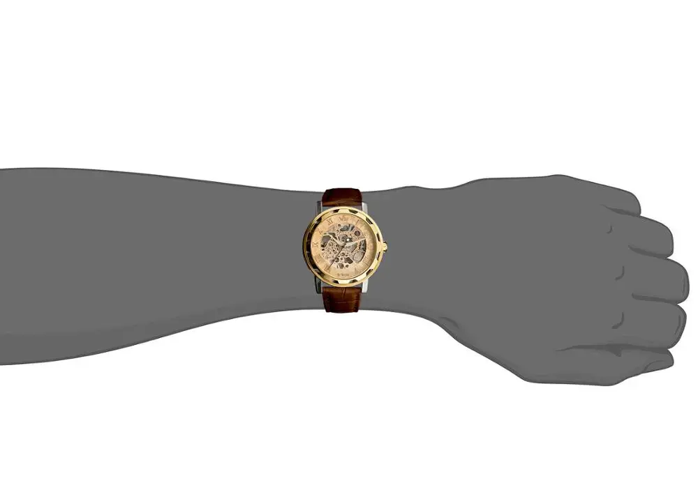 

SEWOR Mens Luxury Watch Gold Tone Skeleton Leather Watch Band Hand Wind Mechanical Gift Watch Men cool!
