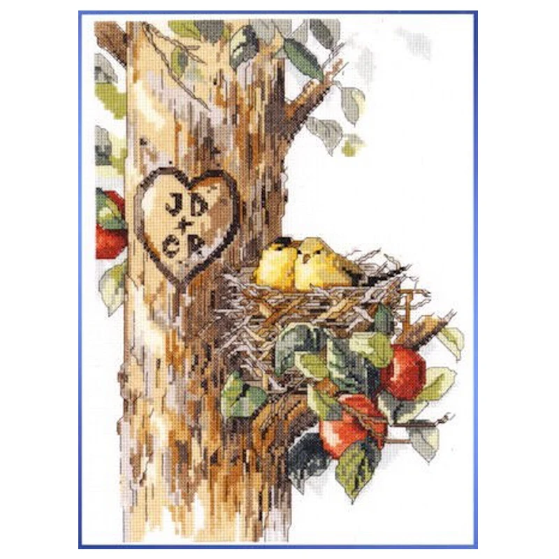 Набор золотых крестиков с надписью Birds of a Feather Two Love Lover Nest Home|counted cross stitch kits|cross