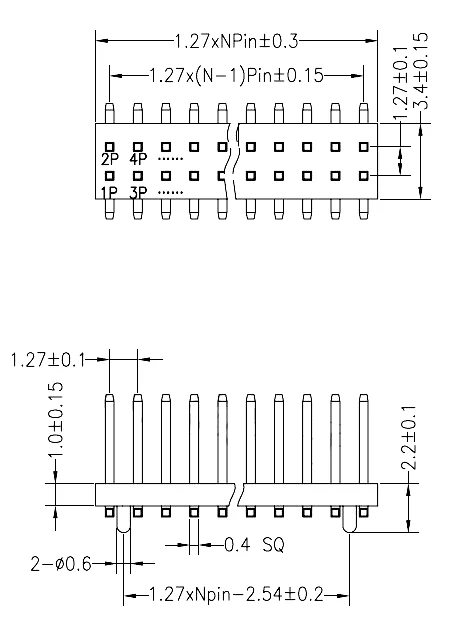 10 шт. SMD SMT 2*2/3/4/5/6/7/8/9/10/12/16/20/40/ PIN двухрядный штырьковый разъем 1 27 мм шаг для ленты