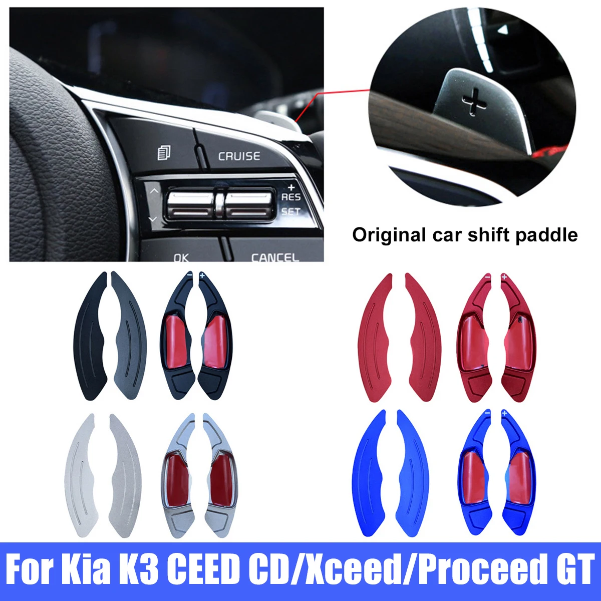 

2PCS Quality Aluminum Alloy Steering Wheel Shift Paddle Shifter Extension For Kia K3 CEED CD Xceed Proceed GT