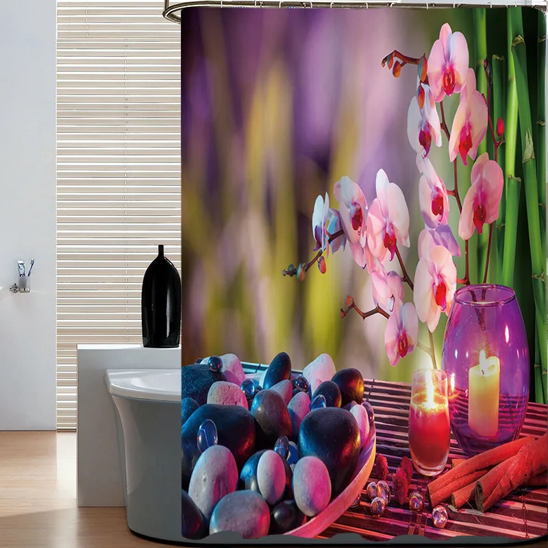 

Shower Curtain, Bathroom Curtains Accessories -Flower,Garden Flowers,FlowerCloth Fabric Decor