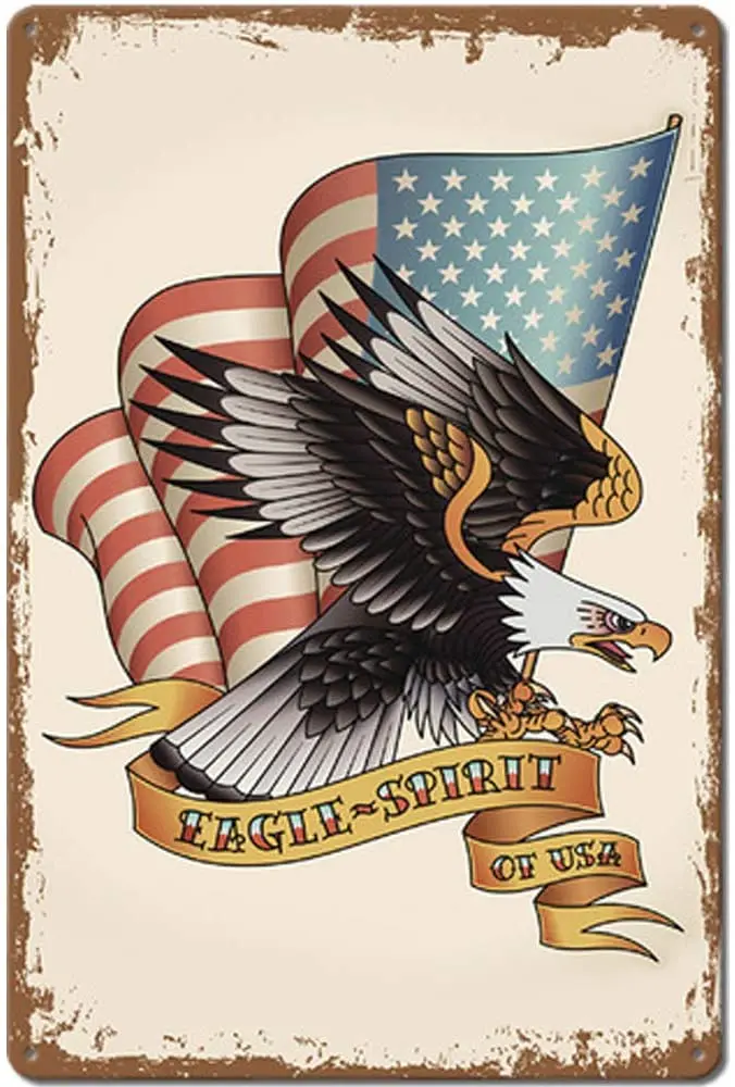 

Original Retro Design Earil-Spirit of USA Tin Metal Signs Wall Art | Thick Tinplate Print Poster Wall Decoration for Garage