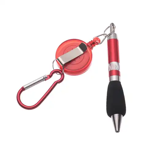 Металлическая шариковая ручка с пряжкой 0,7 мм, со шнурком и кольцом, защита от потери, карабинт для выдвижного кабеля, случайный цвет