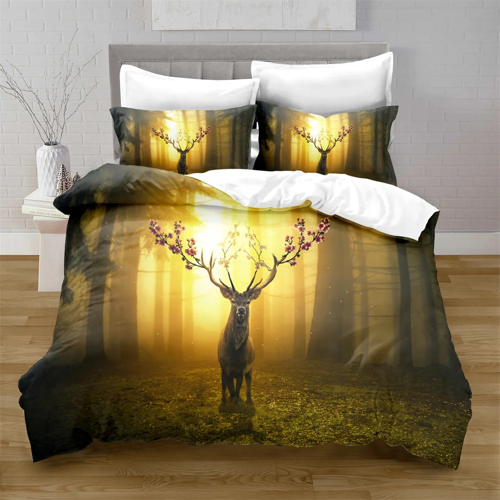 Комплект постельного белья из 100% полиэстера с рисунком оленя | Дом и сад