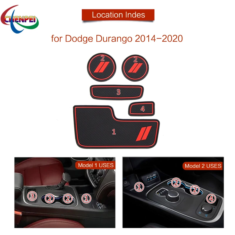 

Car Door Groove Mat Auto Anti-Slip Cup Mat For Dodge Durango 2014-2020 Rubber Coaster Mats Car Interior Decoration Accessories